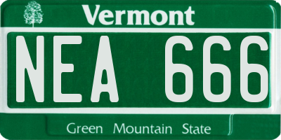 VT license plate NEA666