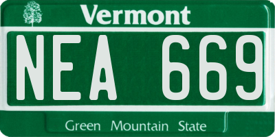 VT license plate NEA669