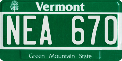 VT license plate NEA670