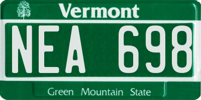 VT license plate NEA698