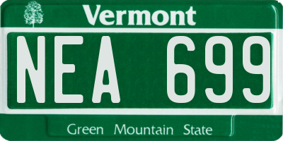 VT license plate NEA699
