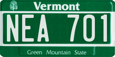 VT license plate NEA701
