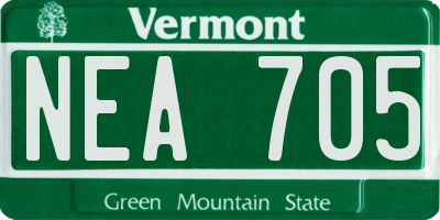 VT license plate NEA705