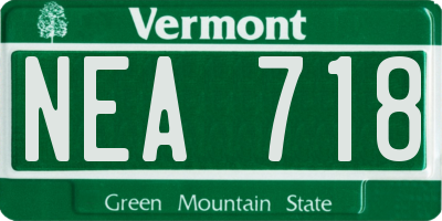 VT license plate NEA718