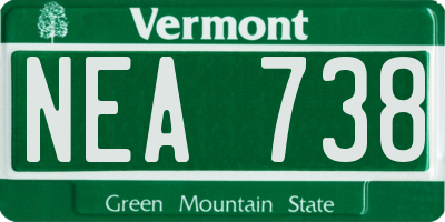 VT license plate NEA738
