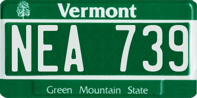 VT license plate NEA739