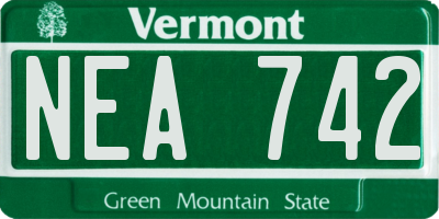 VT license plate NEA742