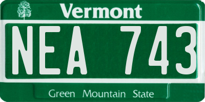 VT license plate NEA743