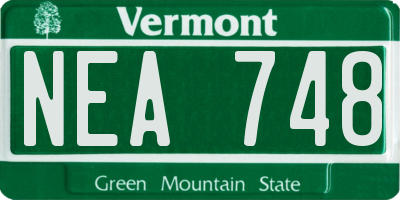 VT license plate NEA748