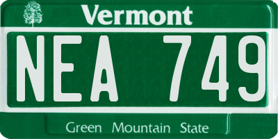 VT license plate NEA749