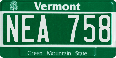 VT license plate NEA758