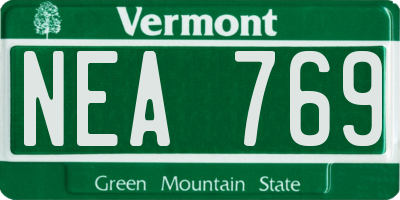 VT license plate NEA769