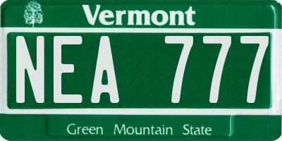 VT license plate NEA777