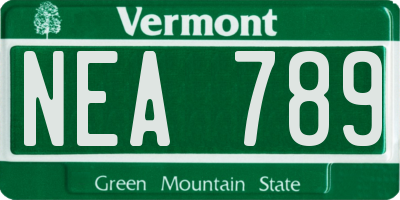VT license plate NEA789