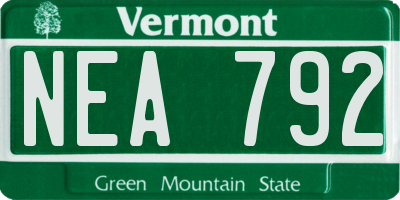 VT license plate NEA792