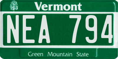 VT license plate NEA794
