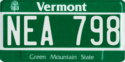 VT license plate NEA798
