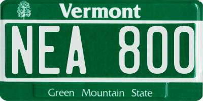 VT license plate NEA800