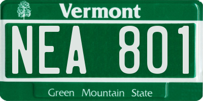VT license plate NEA801