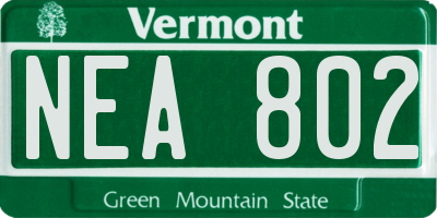 VT license plate NEA802