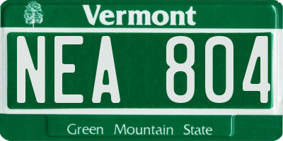 VT license plate NEA804
