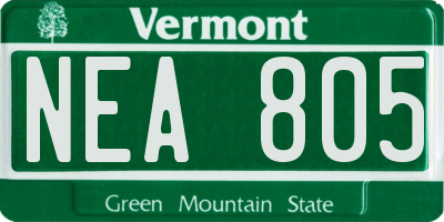 VT license plate NEA805