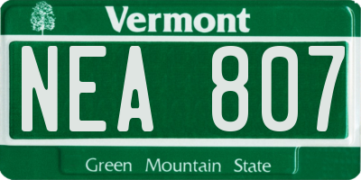 VT license plate NEA807