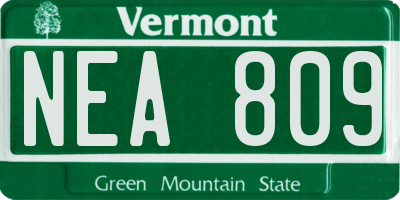 VT license plate NEA809
