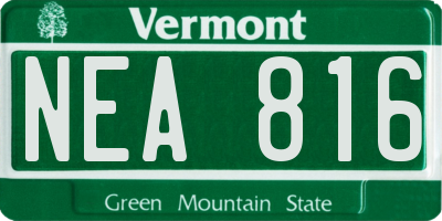 VT license plate NEA816