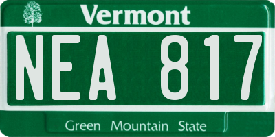 VT license plate NEA817