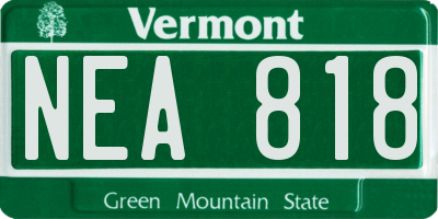 VT license plate NEA818