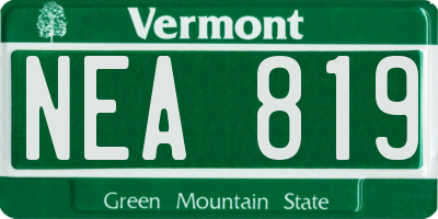 VT license plate NEA819