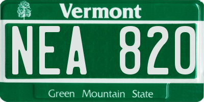 VT license plate NEA820