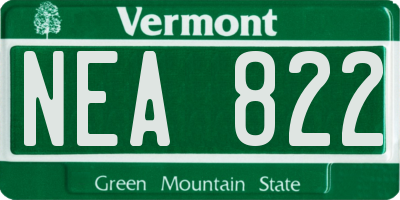 VT license plate NEA822
