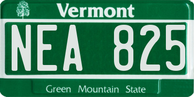 VT license plate NEA825