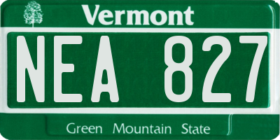VT license plate NEA827