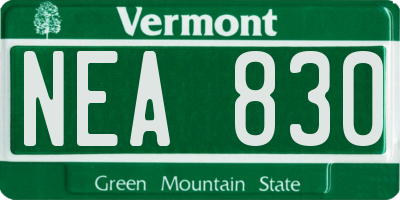 VT license plate NEA830