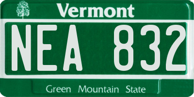 VT license plate NEA832