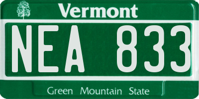 VT license plate NEA833