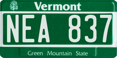 VT license plate NEA837