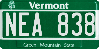 VT license plate NEA838