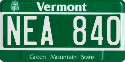 VT license plate NEA840