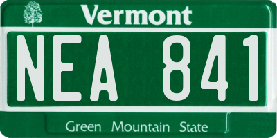 VT license plate NEA841