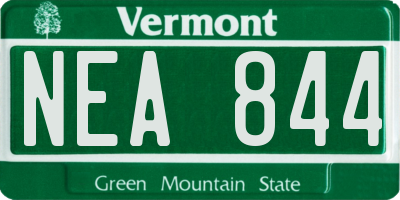 VT license plate NEA844