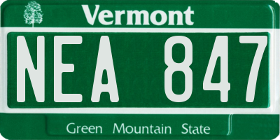 VT license plate NEA847