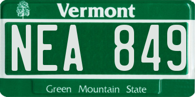 VT license plate NEA849