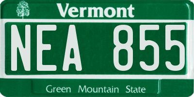 VT license plate NEA855
