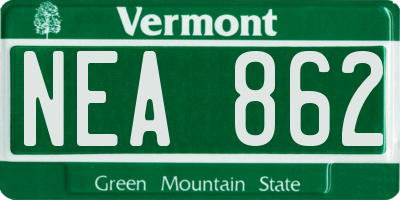 VT license plate NEA862