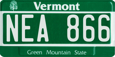 VT license plate NEA866