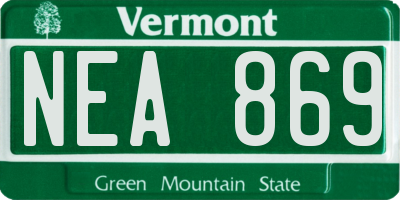 VT license plate NEA869